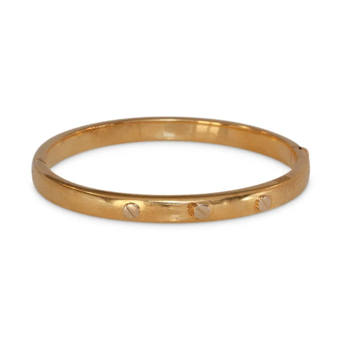 Ben Shemano Jewelry 18kt Yellow Gold Cartier Screw Bangle Bracelet