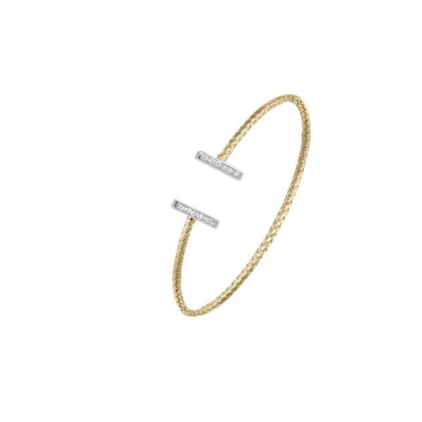 Charles Garnier Paris 1901 CZ Nail Mesh Cuff Bracelet in Gold