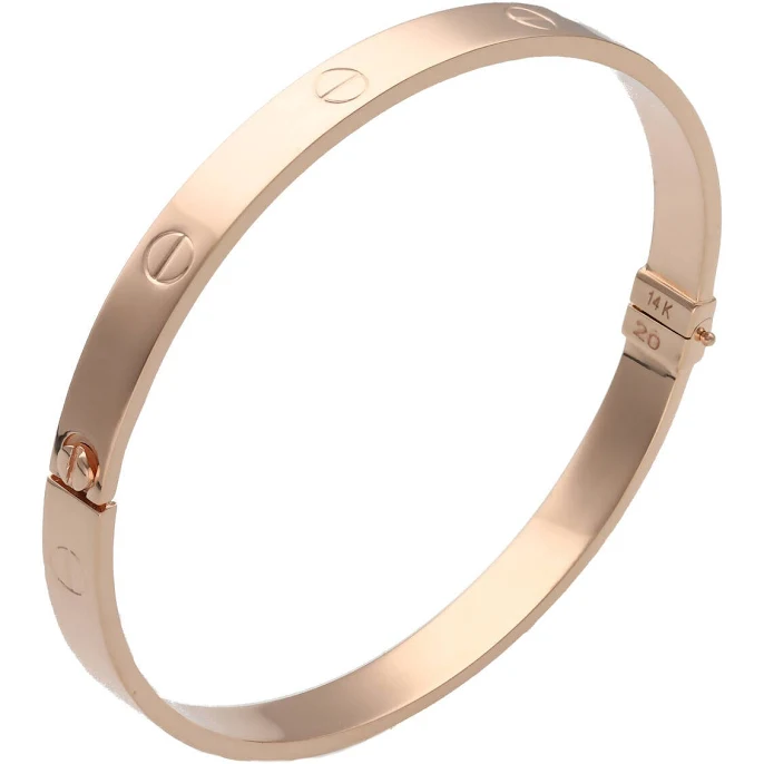 Veka Jewelry 14 Karat Yellow Gold Screw Head Bangle Bracelet